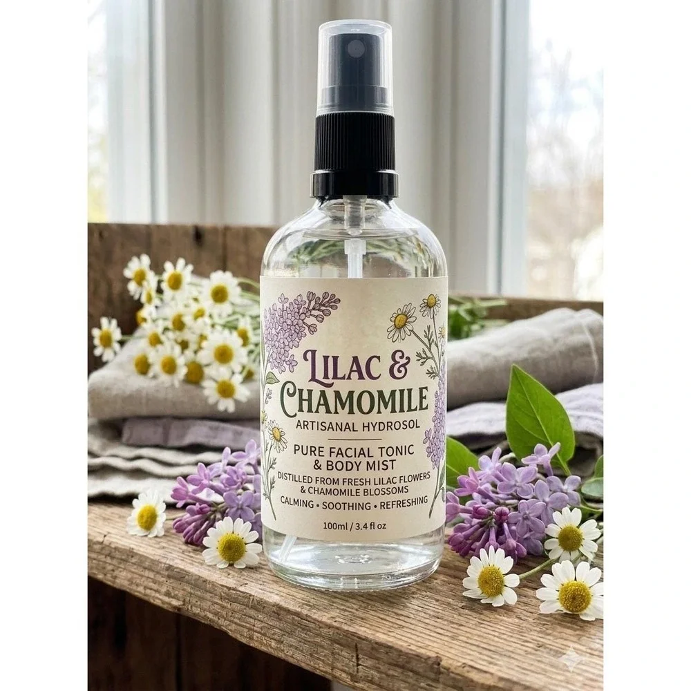 Lilac & Chamomile Artisanal Hydrosol Pure Facial Tonic Body Mist 4.9 oz